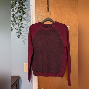 Black Brown 1826 100% 2play Cashmere Raglan Crew Neck Color Block Sweater